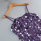 Virginia Strappy Sequin Embellished Mini Dress In Purple Flowering Girl