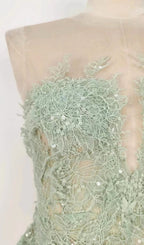 GREEN FLORAL LACE EMBROIDER MIDI DRESS Flowering Girl
