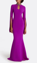 Ellema Purple Long Sleeve Embellished Maxi Dress Flowering Girl