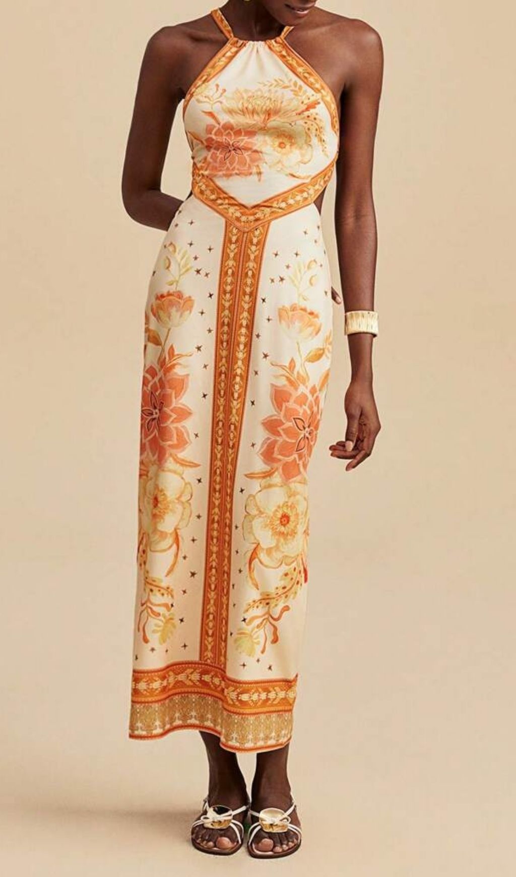 Lala Halter Printed Backless Midi Dress Flowering Girl