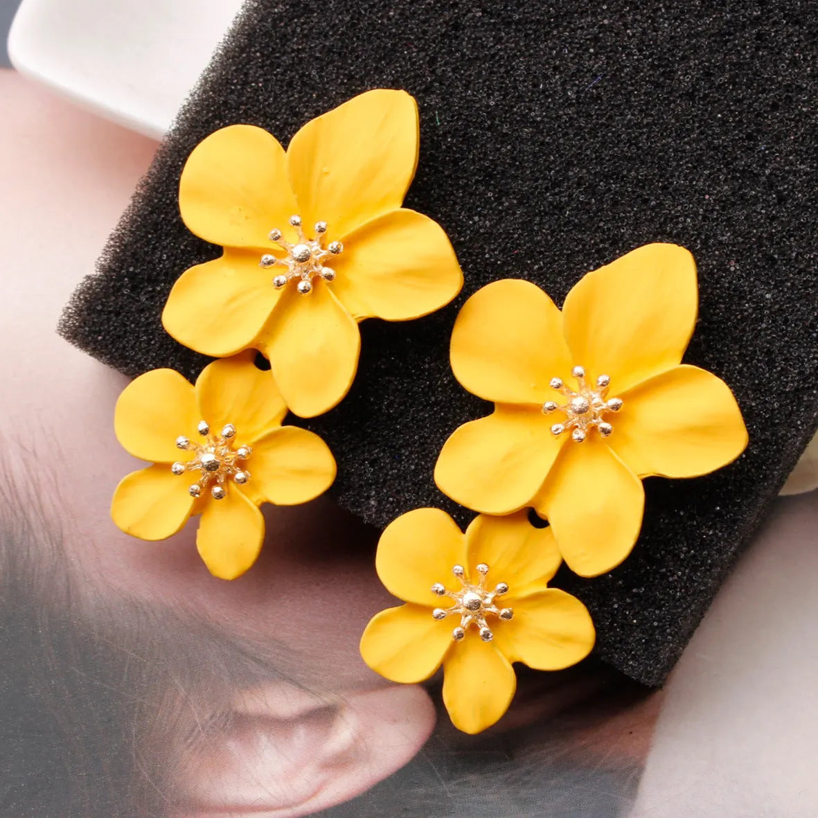 Double Flower Earrings Flowering Girl