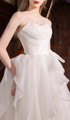 Karlie White Strapless Mesh Maxi Dress Flowering Girl