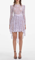 Lilac Lace Satin Mini Dress Flowering Girl