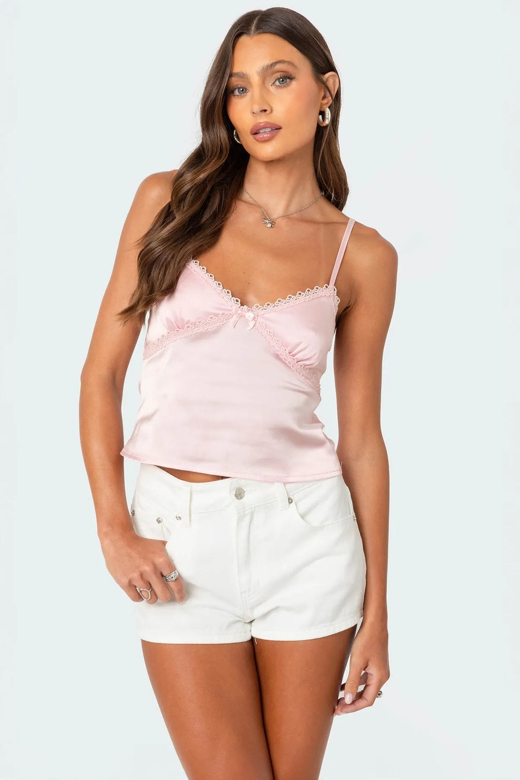Imani Satin Effect Tank Top Flowering Girl