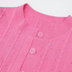 Kilenya Hot Pink Knit Short Sleeve Midi Dress Flowering Girl