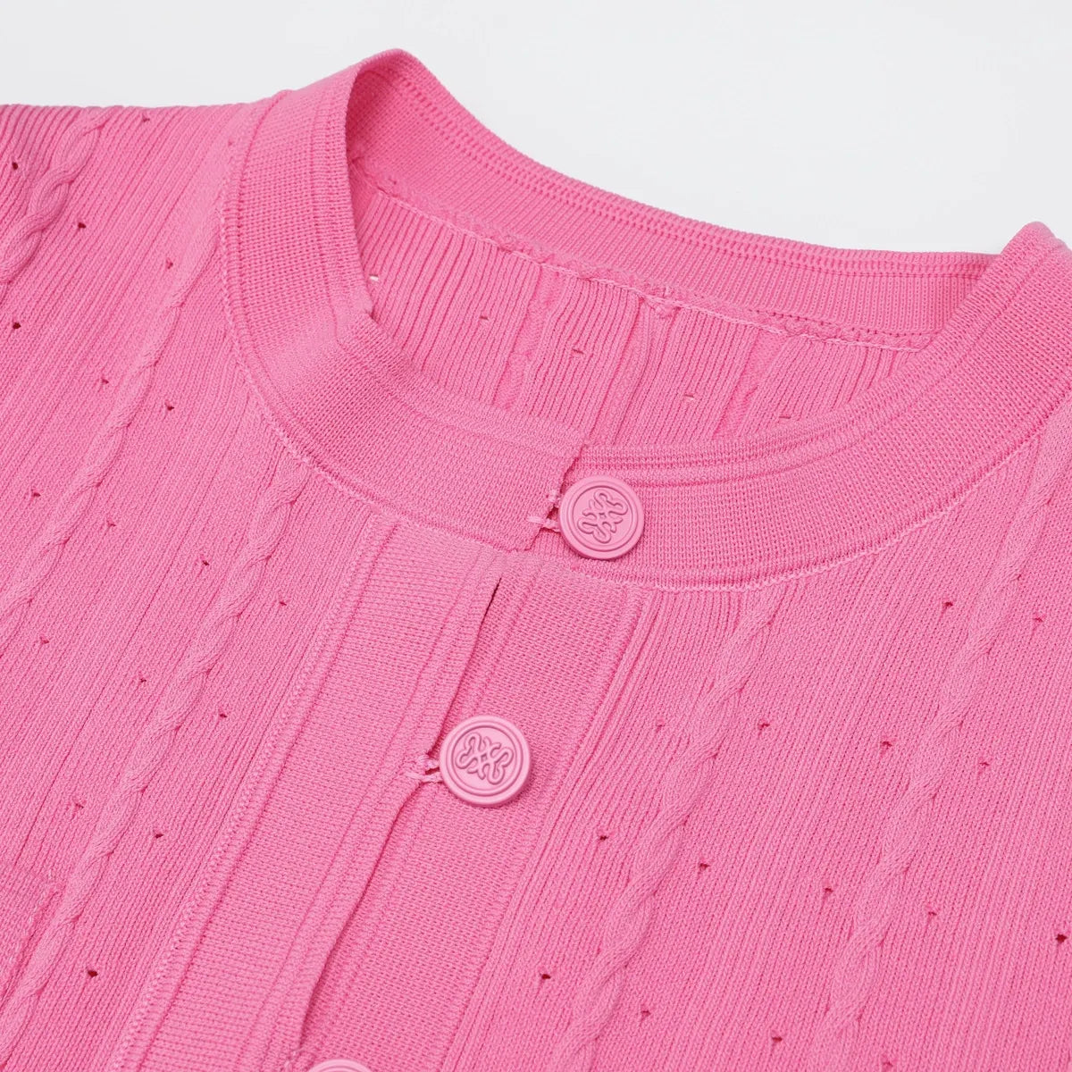 Kilenya Hot Pink Knit Short Sleeve Midi Dress Flowering Girl