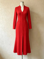 Masahide Long Sleeve Slit Maxi Dress Flowering Girl
