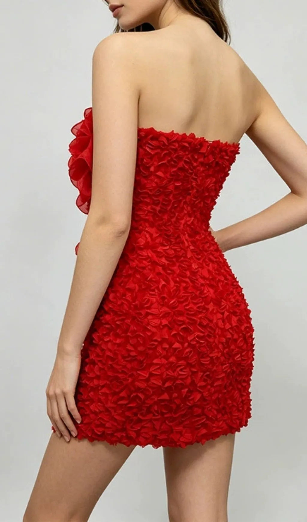 Fyndoric Strapless Flower Mini Dress Flowering Girl