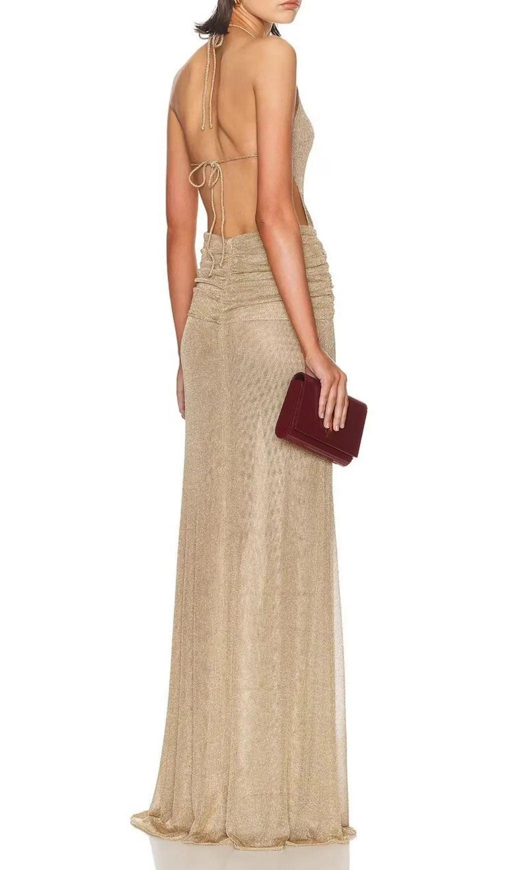 Ketaki Halter Ruched Maxi Dress Flowering Girl