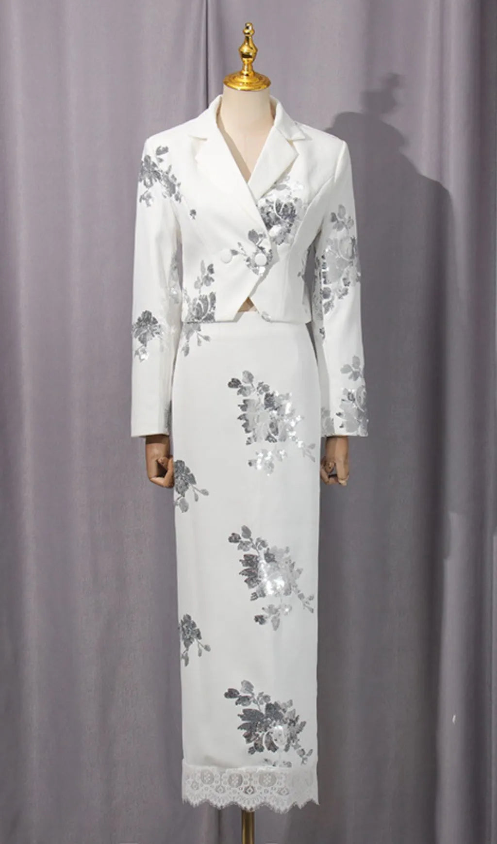 Gonca Sequin Flower Embellished Two-Piece Set Flowering Girl