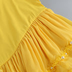 Strapless Embellished Ruffle Maxi Dress Yellow Flowering Girl
