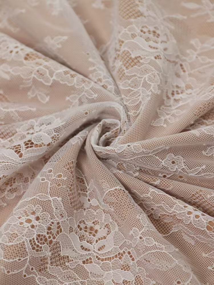 White Floral Lace Column Maxi Dress Flowering Girl