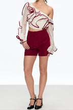 Camille Single Shoulder Ruffle Pants Set Flowering Girl