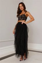 Lace Tulle Set In Black Flowering Girl