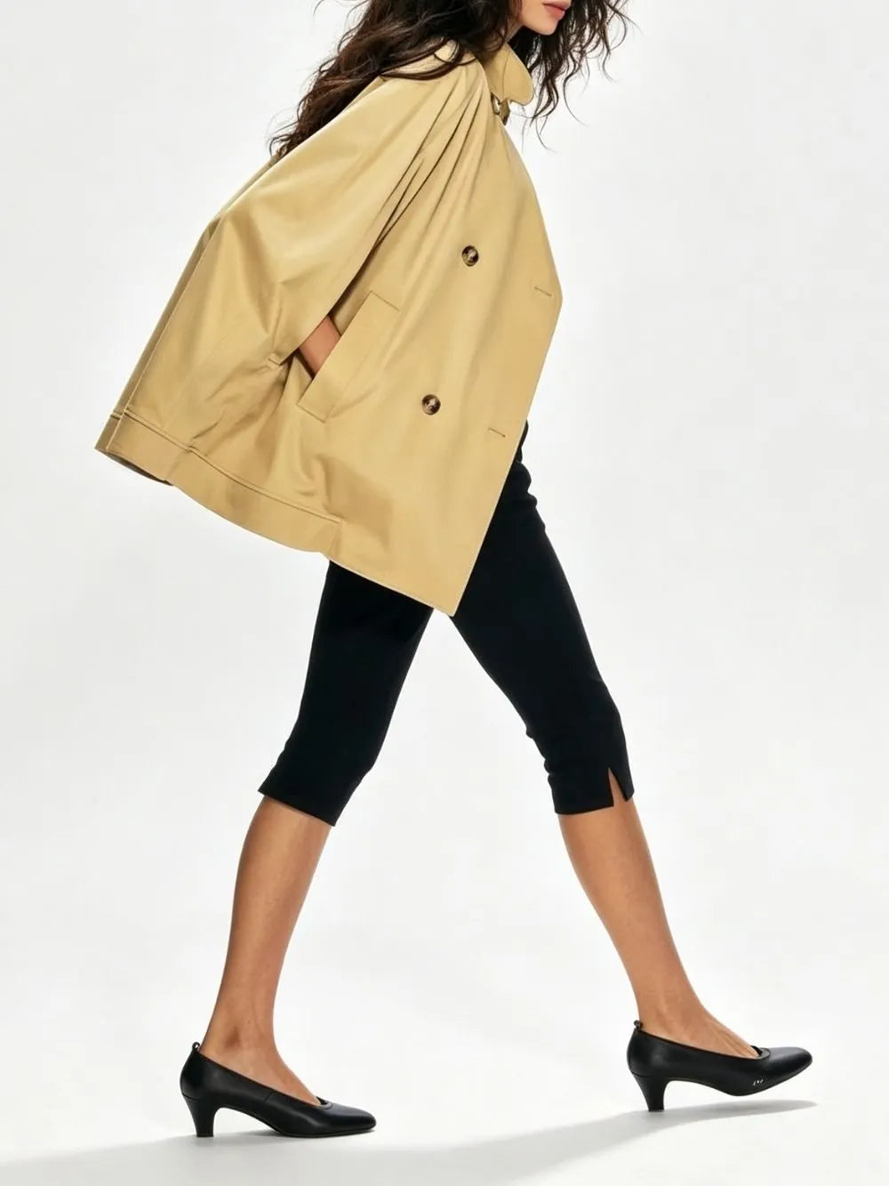 Mayu Khaki Coat Flowering Girl