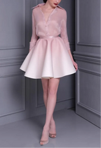 Light Pink Shirt Suit Mini Dress Flowering Girl