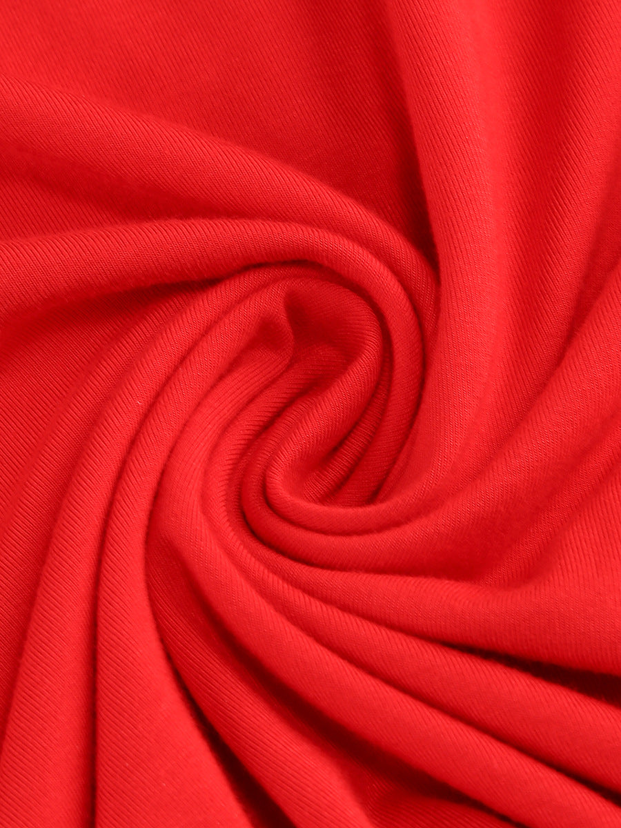 floral ruffle trim halter midi dress in red Flowering Girl