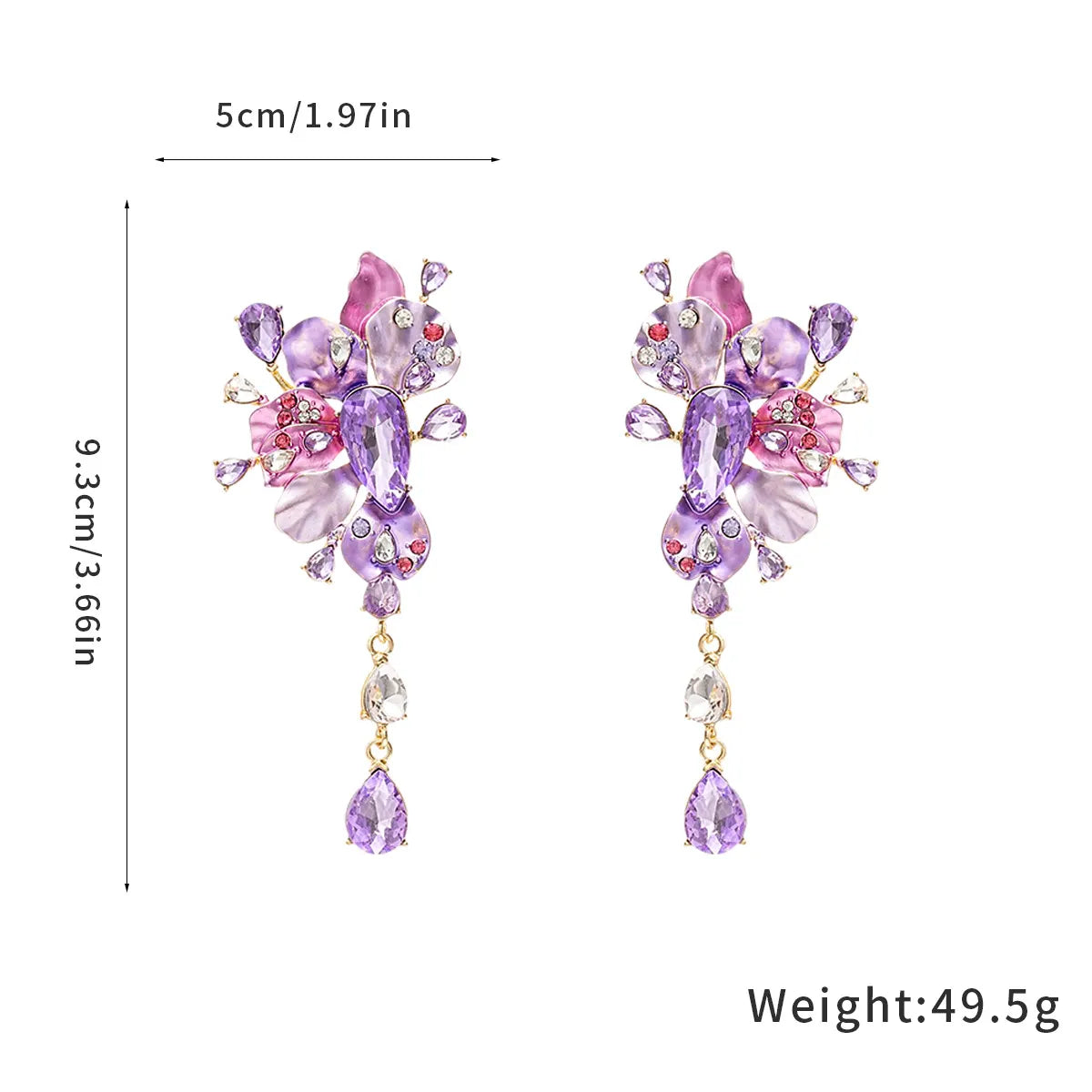 Jett Diamond Flower Earrings Flowering Girl