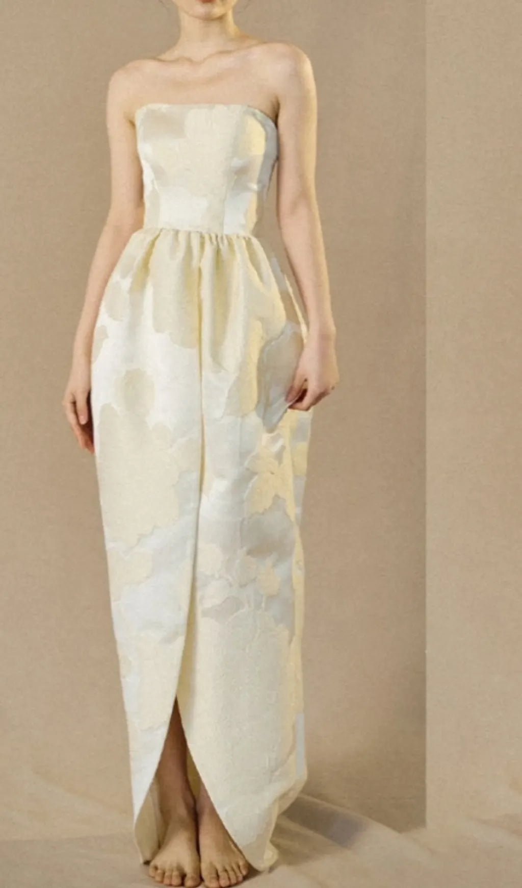 Brygida Ivory Strapless Flower Maxi Dress Flowering Girl