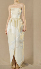 Brygida Ivory Strapless Flower Maxi Dress Flowering Girl