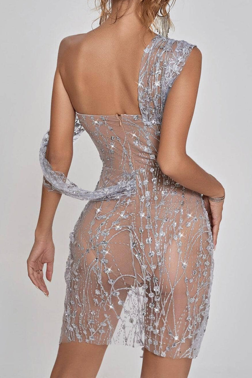 Bailee Split Sequin Mini Dress Flowering Girl