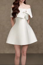 Brianna One-Shoulder Satin Mini Dress In Apricot Flowering Girl