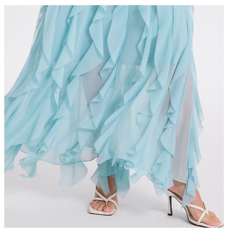 Bonnie Blue Bow Neck Tiered Ruffle Maxi Dress Flowering Girl