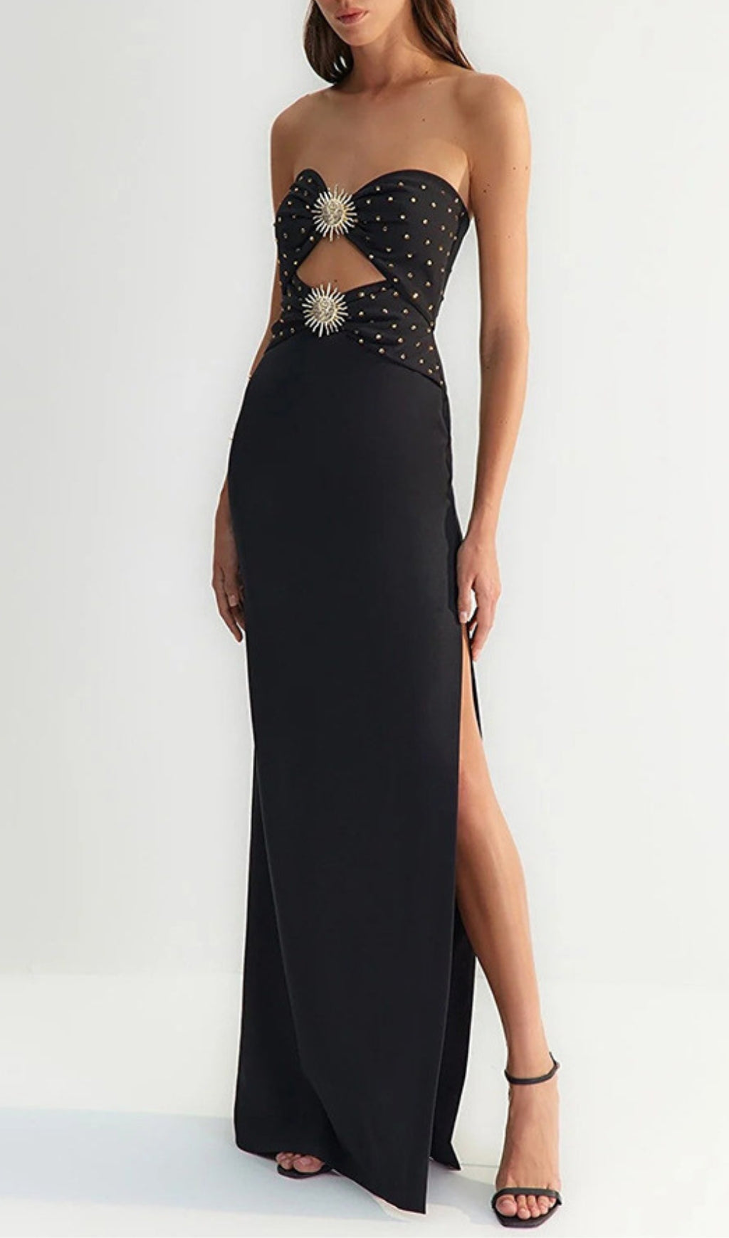 Annmarie Black Polka Column Maxi Dress Flowering Girl