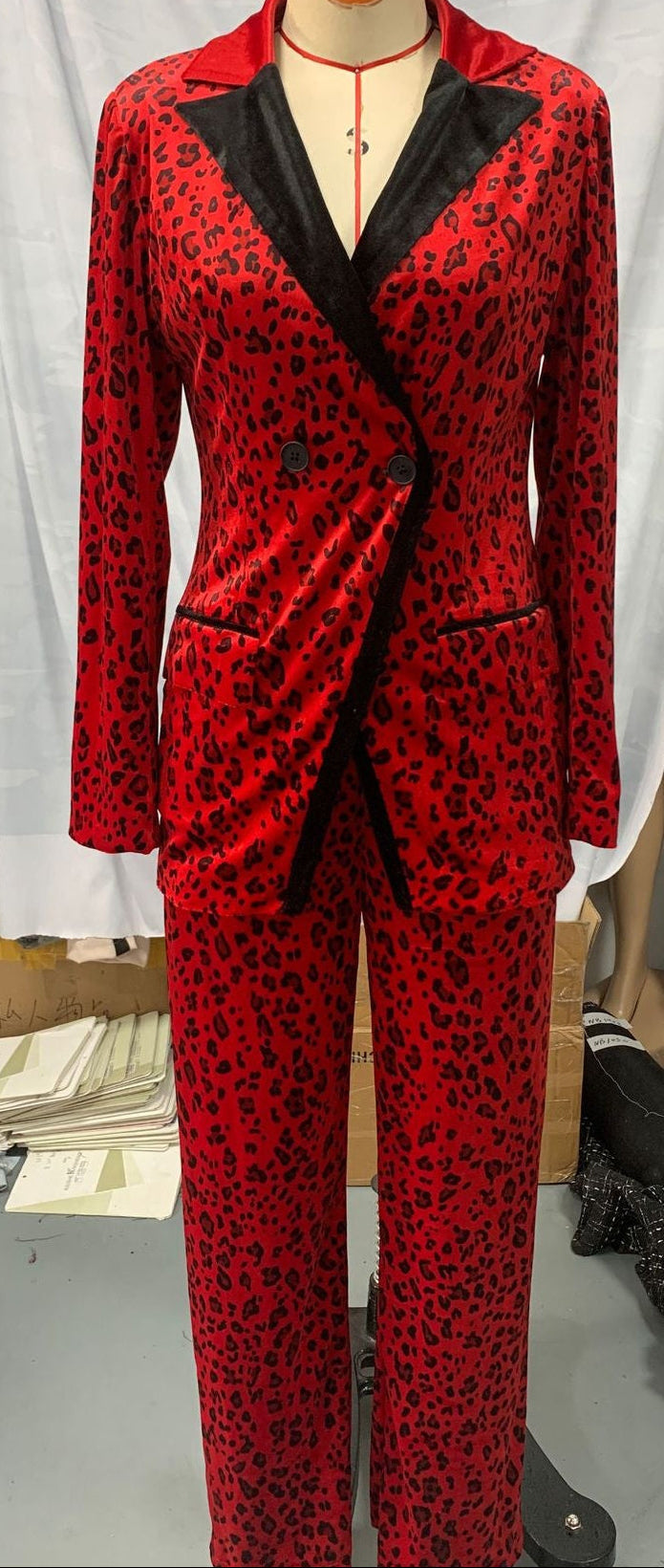 Striking Red Leopard Print Suit Flowering Girl