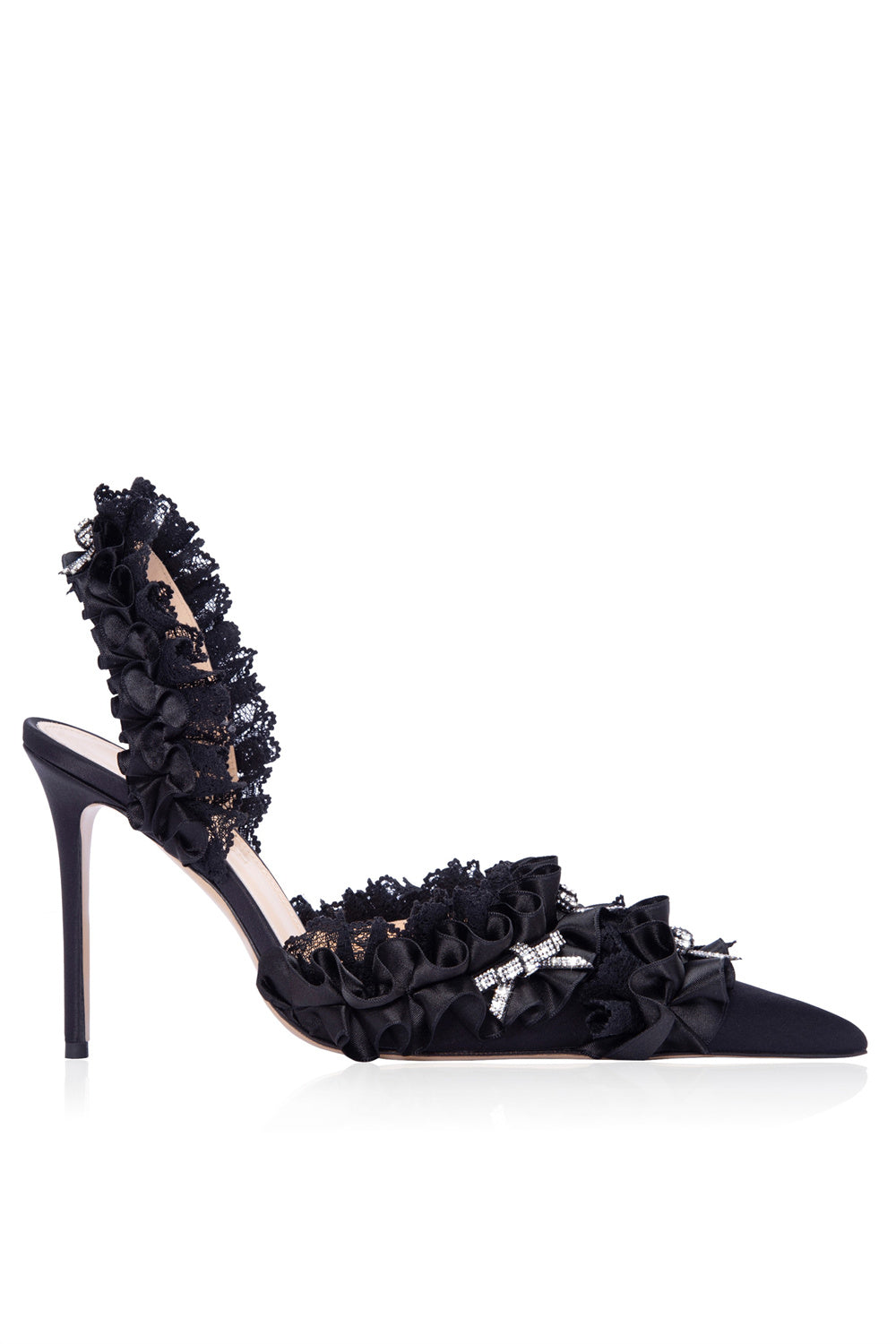 Avah Bow-embellished Slingback Pumps - Black Flowering Girl