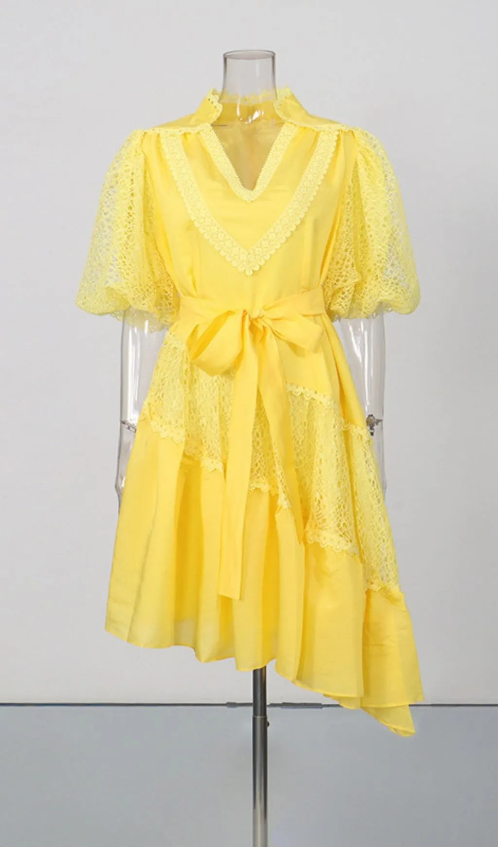 Leonora V-Neck Puff Sleeve Mini Dress Flowering Girl