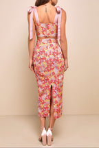 Pink Multi Metallic Tie-Strap Two-Piece Midi Dress Flowering Girl