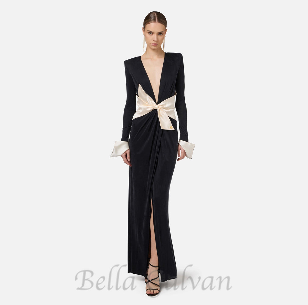 bow black carpet dress in drape jersey Flowering Girl