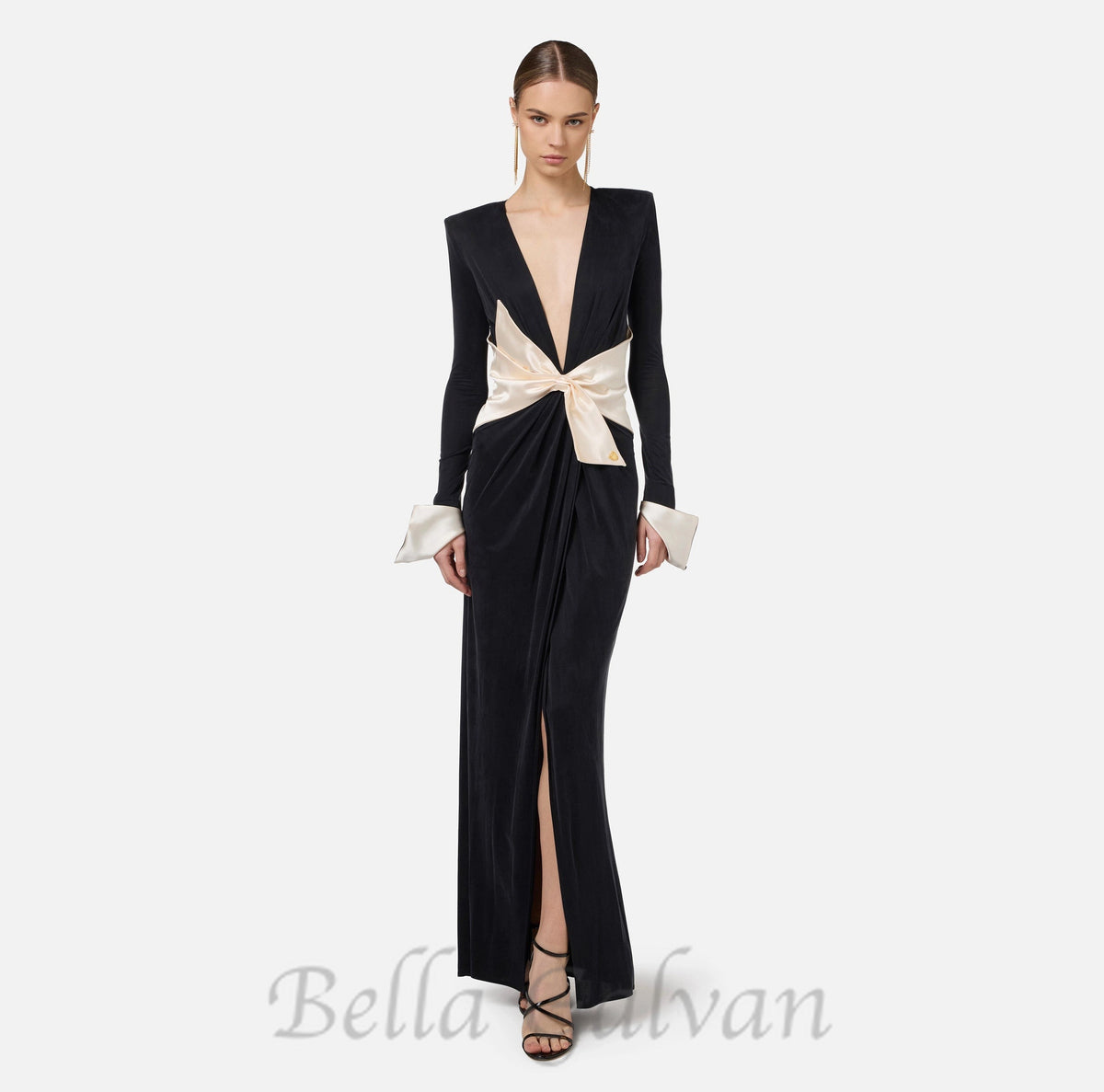bow black carpet dress in drape jersey Flowering Girl