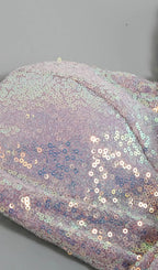 Purple Strapless Sequin Feather Midi Dress Flowering Girl