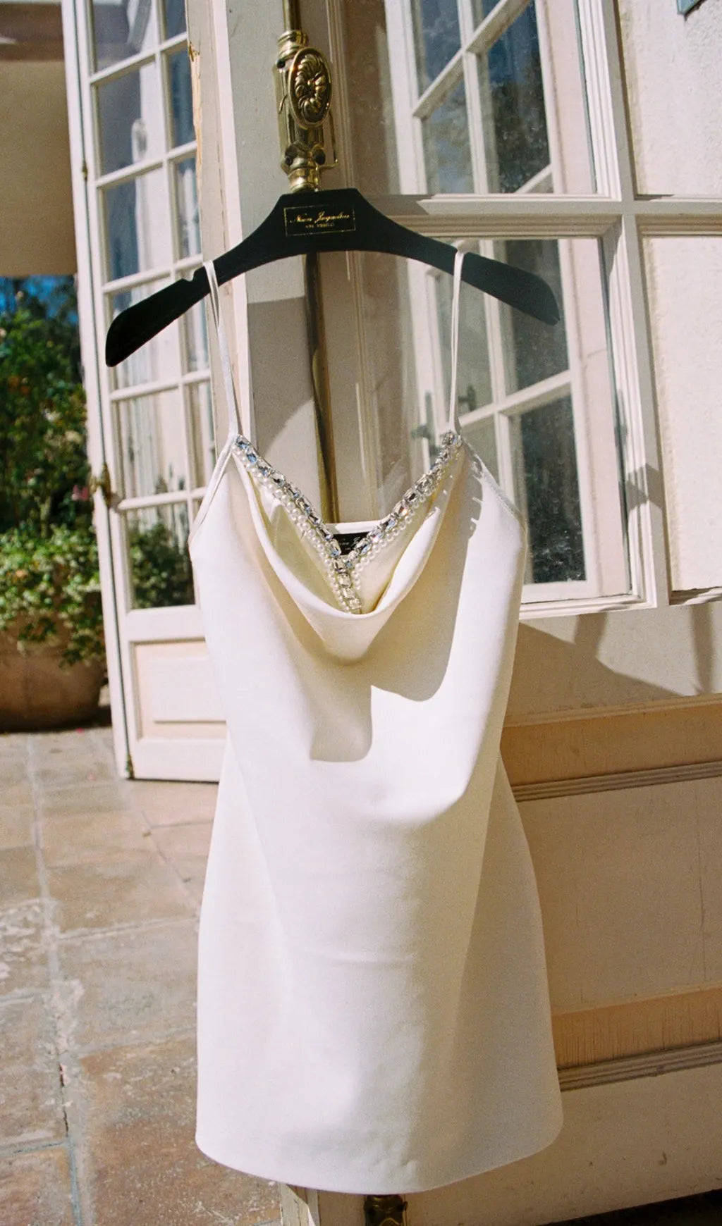 Satin Pearl Mini Dress In White Flowering Girl