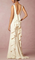 Laminated Ruffle Sleeveless Dress In White Flowering Girl