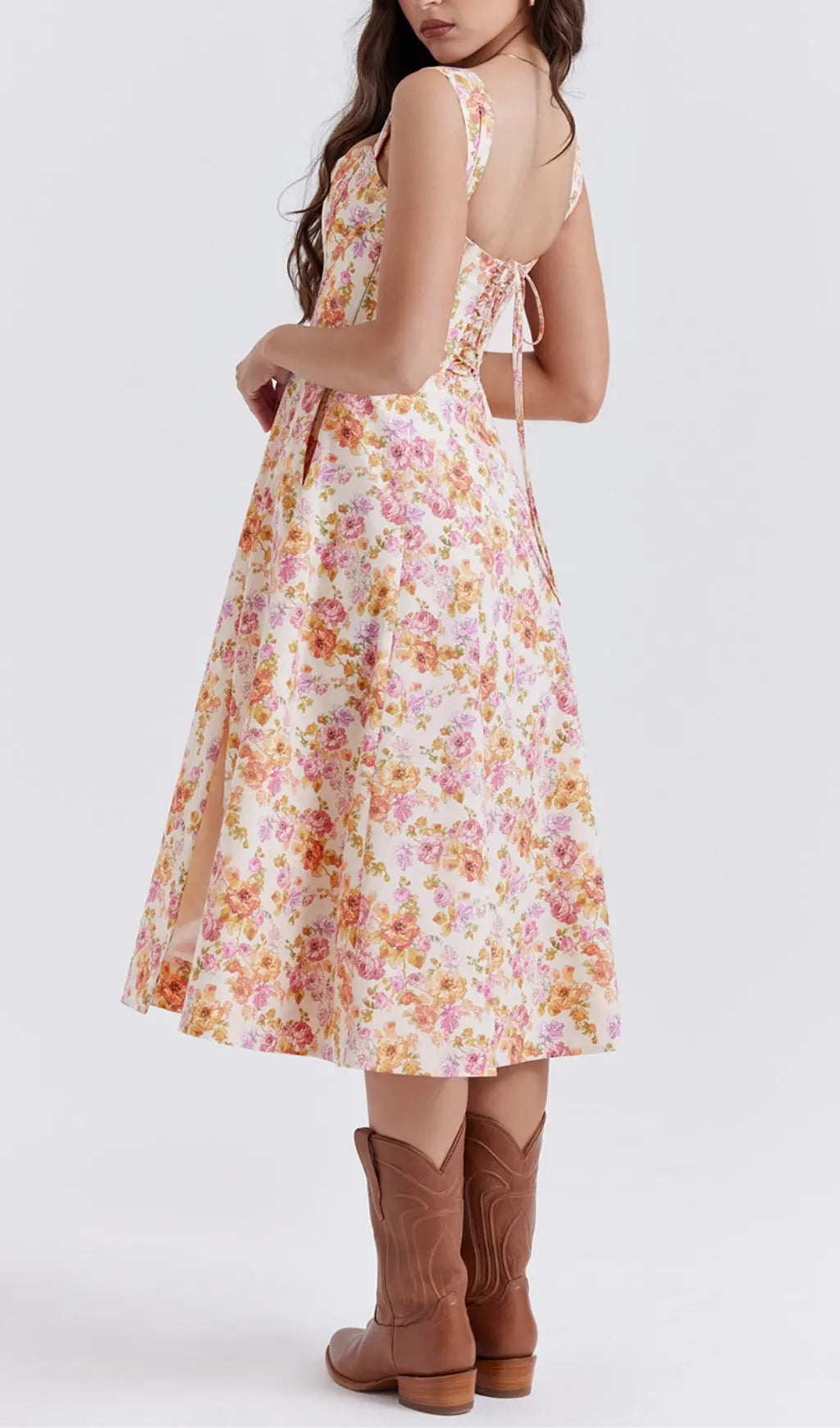Ivory Floral Midi Sundress Flowering Girl