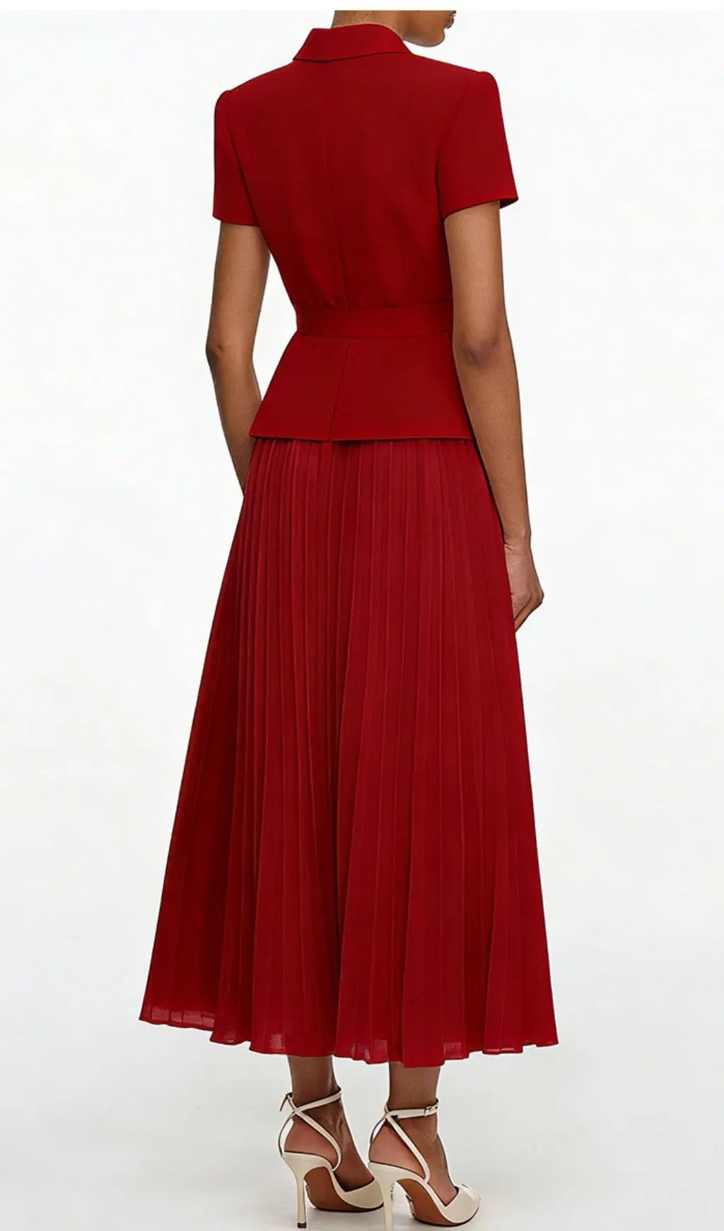 Keili Red Pleated Two-Piece Set Flowering Girl