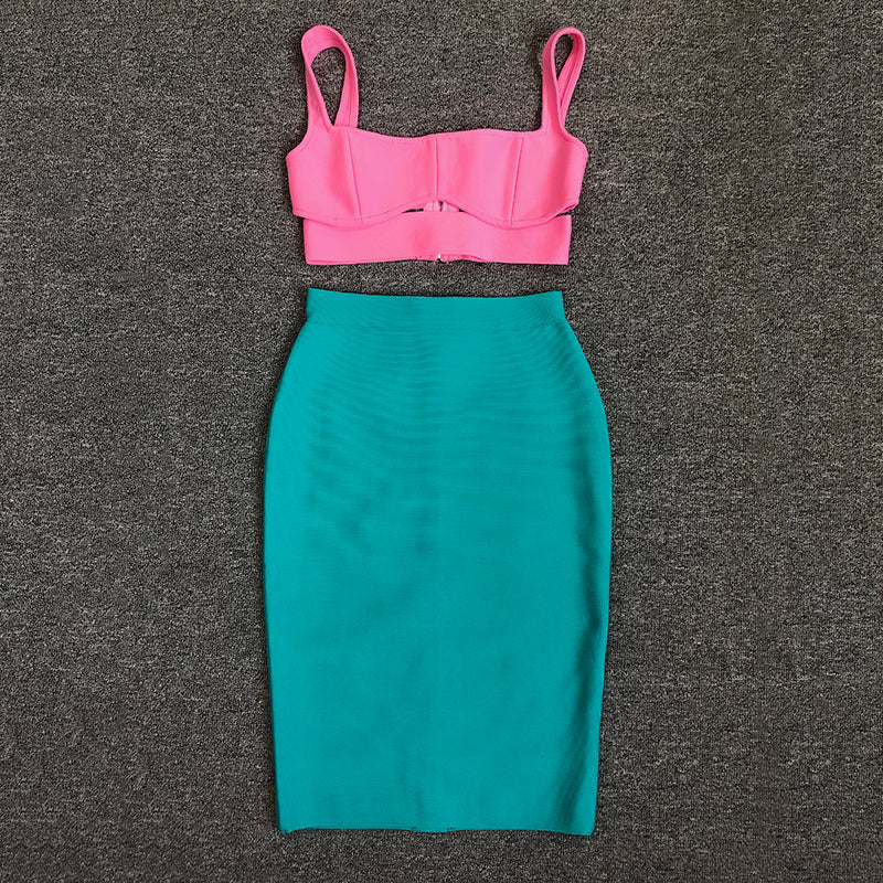 Bandage Bodycon Dress Set Flowering Girl