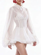 Kazra Balloon Sleeve Shirt Flowering Girl