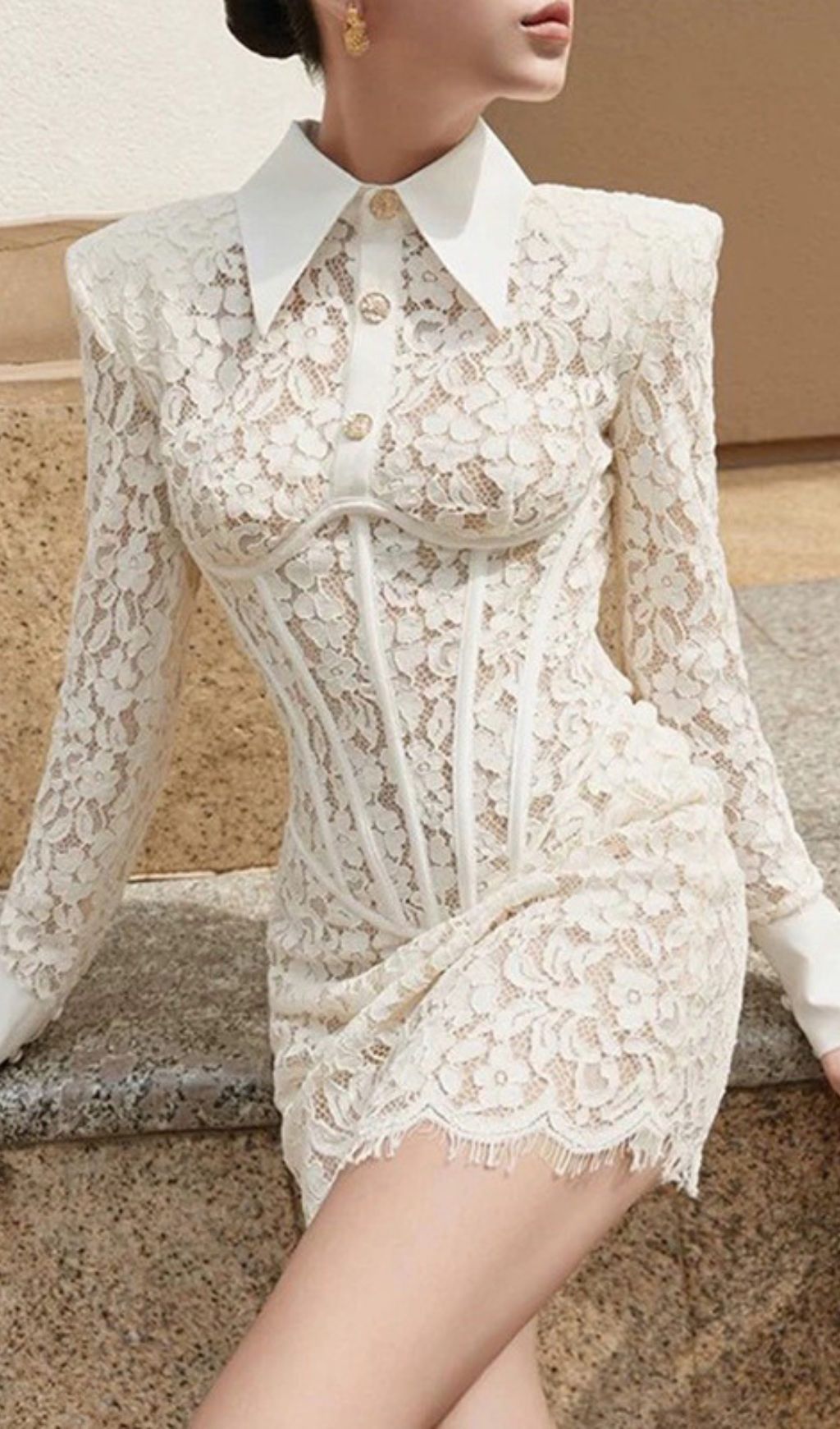 Kaley White Lace Corset Mini Dress Flowering Girl