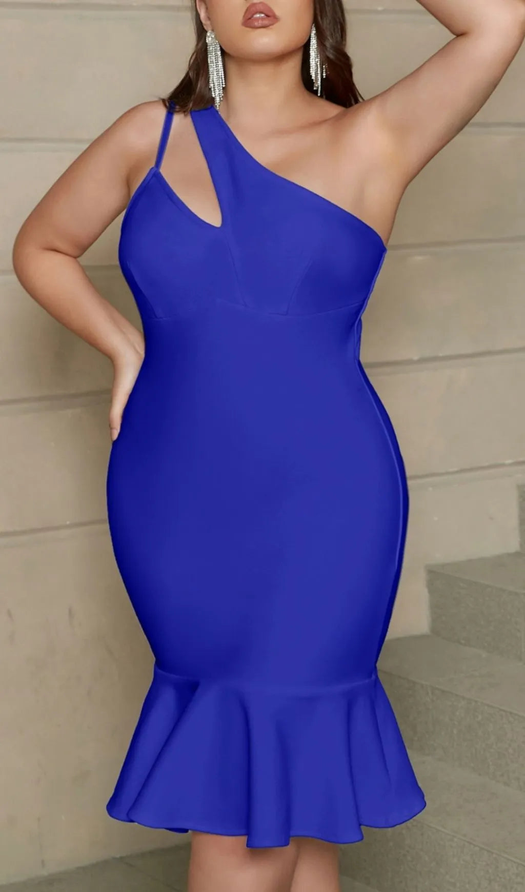 Lara Blue Bandage Plus Size Midi Dress Flowering Girl