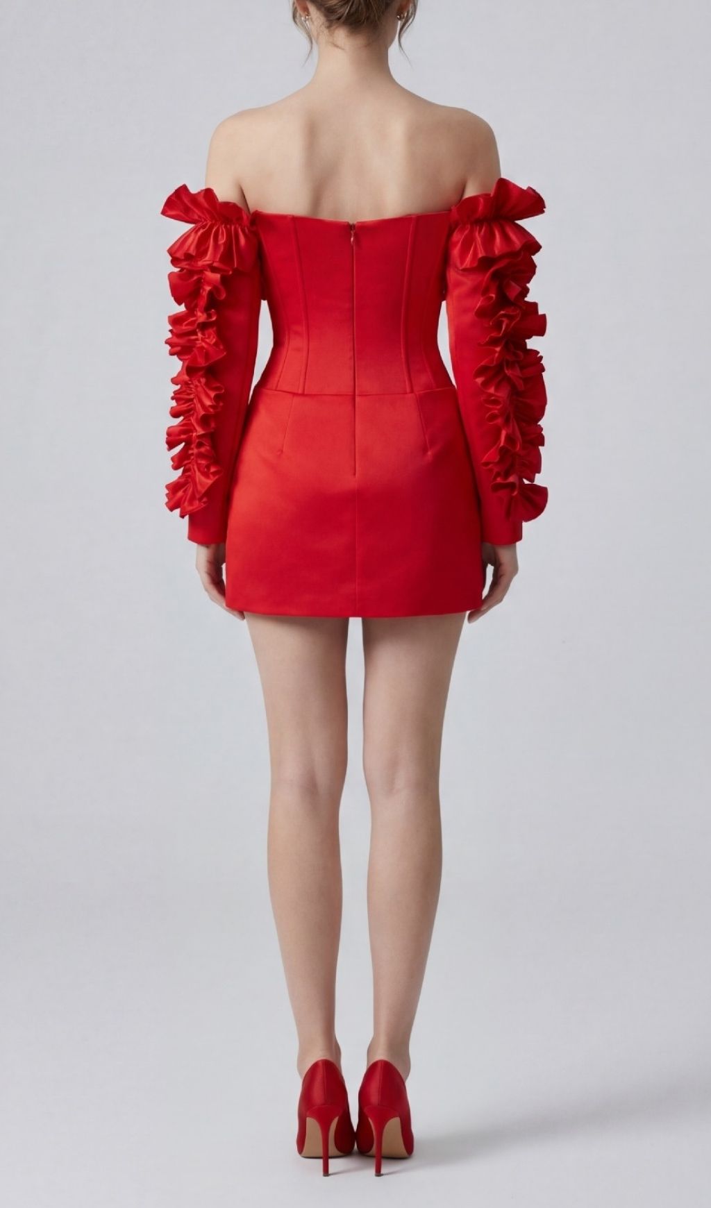 Kenna Red Off-Shoulder Ruffle Mini Dress Flowering Girl
