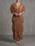 Misa V-Neck Pleated Maxi Dress Flowering Girl