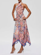 Foley Halterneck Printed Midi Dress Flowering Girl