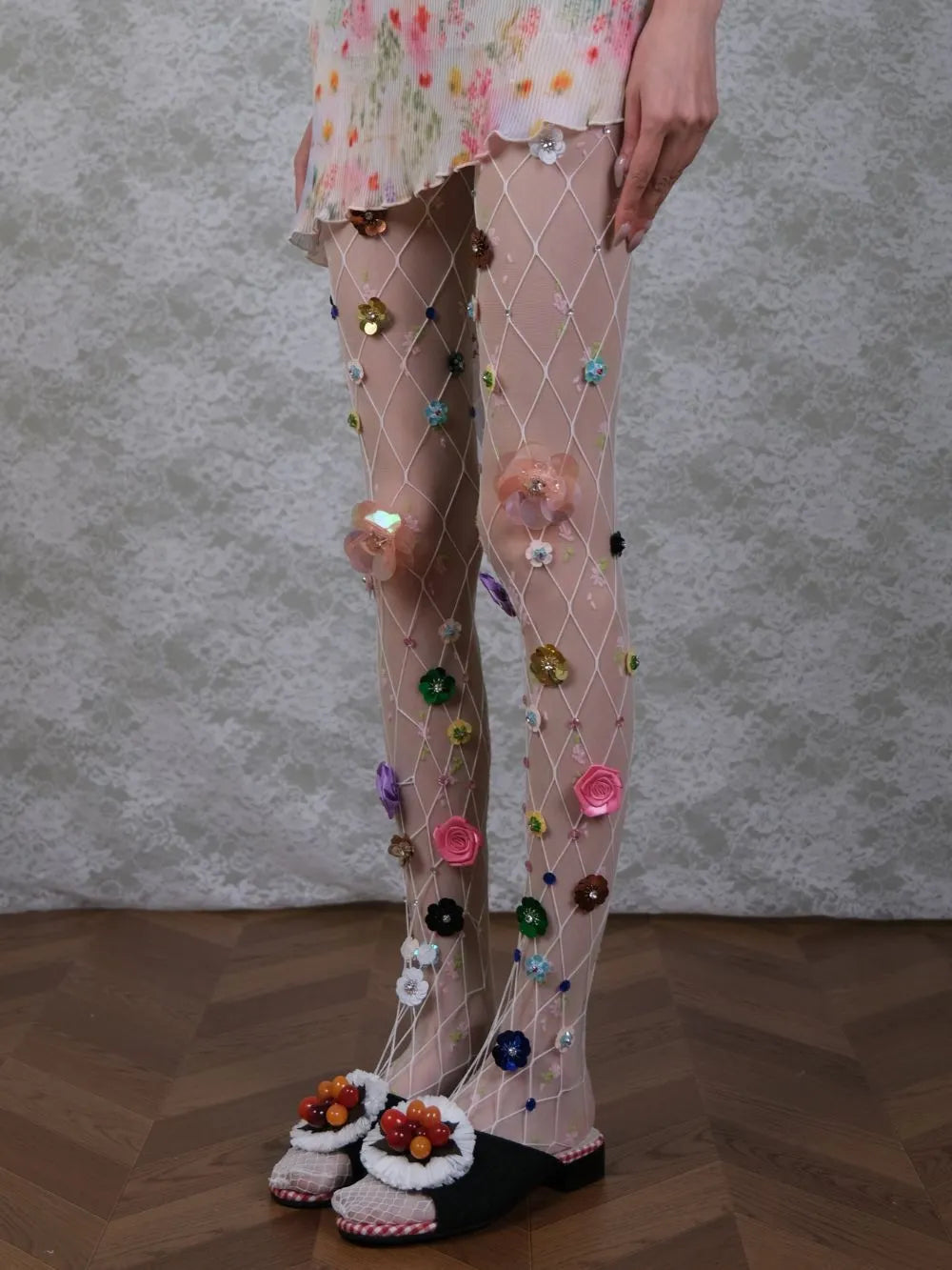 Marsha Flower Embellished Tights Flowering Girl