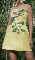Gauri Strapless 3D Flower Mini Dress Flowering Girl