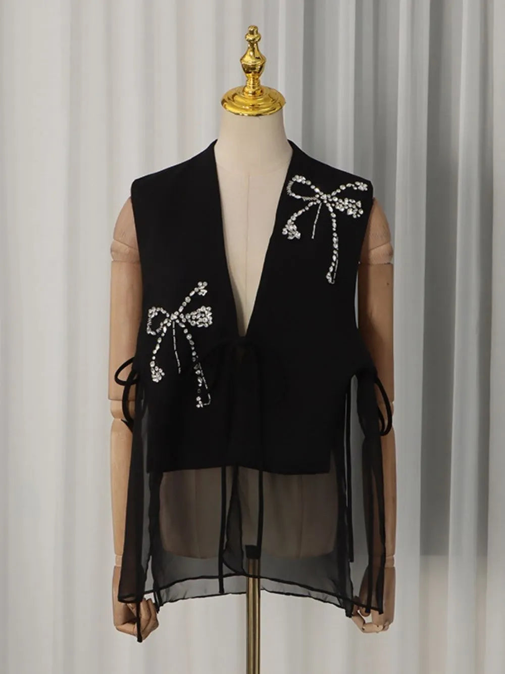 Magdaline Bow Diamante Vest Flowering Girl