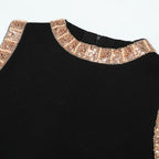 Kimberlina Black Sleeveless Beaded Knit Midi Dress Flowering Girl